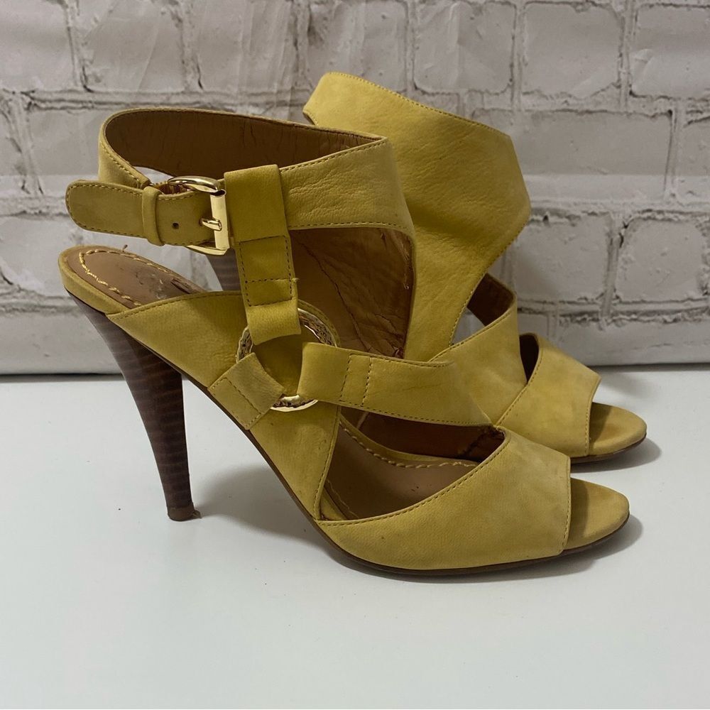 Yellow Strappy Heeled Sandals